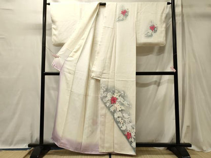 平和屋着物■訪問着　手描き　草花文　暈し染め　正絹　逸品　未使用　CABL0727oy