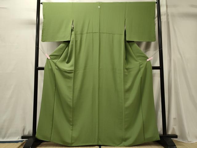平和屋着物■上質な色無地　柳色　正絹　逸品　CABL0734oy