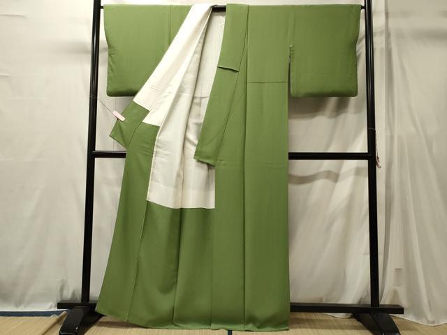 平和屋着物■上質な色無地　柳色　正絹　逸品　CABL0734oy