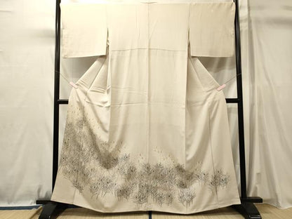 平和屋着物■豪華色留袖　手描き　刺繍　松葉文　金銀彩　正絹　逸品　CABL0736oy