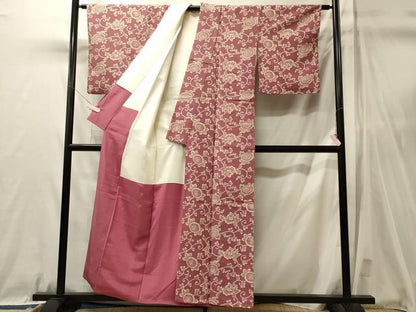 平和屋着物■上質な小紋　紬地　花唐草文　正絹　逸品　CABL0737oy