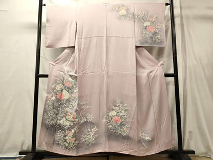 平和屋着物■訪問着　鴛鴦草花文　暈し染め　正絹　逸品　CABL0738oy