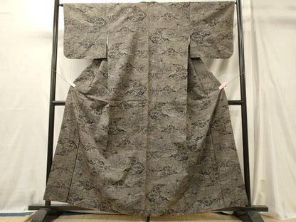 平和屋着物■上質な紬　雲取り草花文　正絹　逸品　CABL0744oy