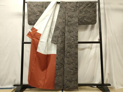 平和屋着物■上質な紬　雲取り草花文　正絹　逸品　CABL0744oy