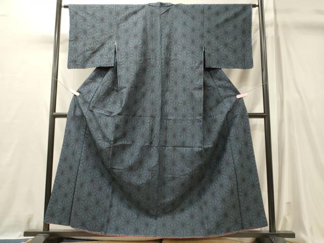 平和屋着物■上質な紬　麻の葉文様　正絹　逸品　未使用　CABL0748oy