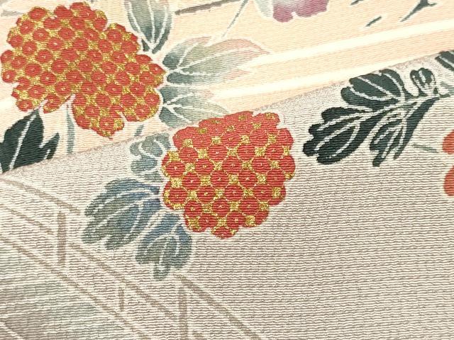 平和屋着物■訪問着　渡り橋草花文　暈し染め　金彩　鬼しぼ縮緬　正絹　逸品　未使用　CABL0756oy