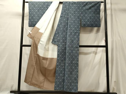 平和屋着物■上質な紬　絣文様　正絹　逸品　CABL0757oy