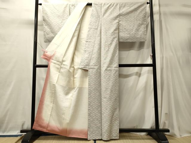 平和屋着物■本場大島紬　白大島　菱花文　正絹　逸品　未使用　CABL0758oy