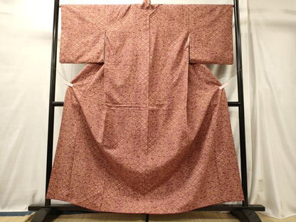平和屋着物■上質な小紋　紬地　花鳥丸文　正絹　逸品　CABL0761oy