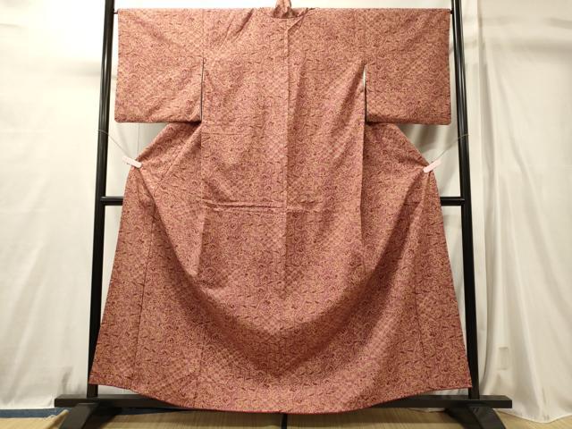 平和屋着物■上質な小紋　紬地　花鳥丸文　正絹　逸品　CABL0761oy