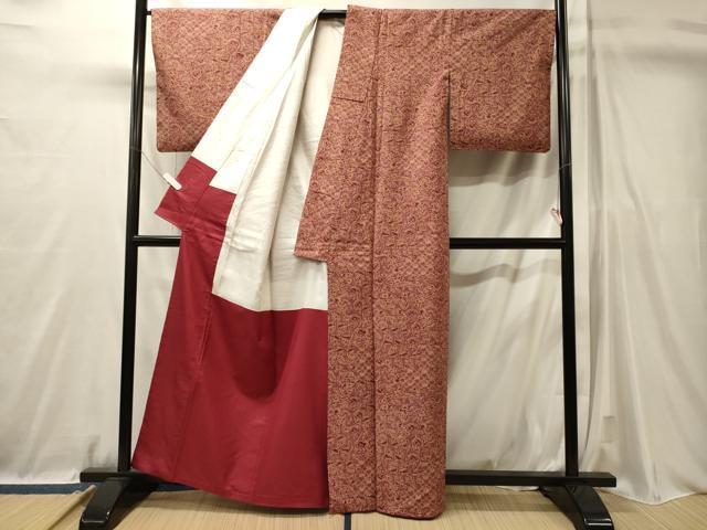 平和屋着物■上質な小紋　紬地　花鳥丸文　正絹　逸品　CABL0761oy