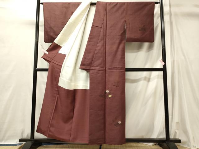 平和屋着物■訪問着　紬地　刺繍　草花文　正絹　逸品　CABL0763oy