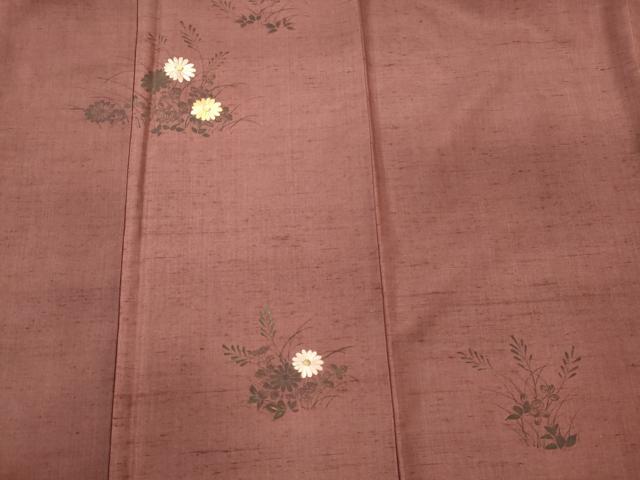 平和屋着物■訪問着　紬地　刺繍　草花文　正絹　逸品　CABL0763oy