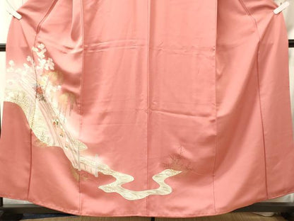 平和屋着物■訪問着　刺繍　花車人物文　暈し染め　金彩　正絹　逸品　CABL0765oy