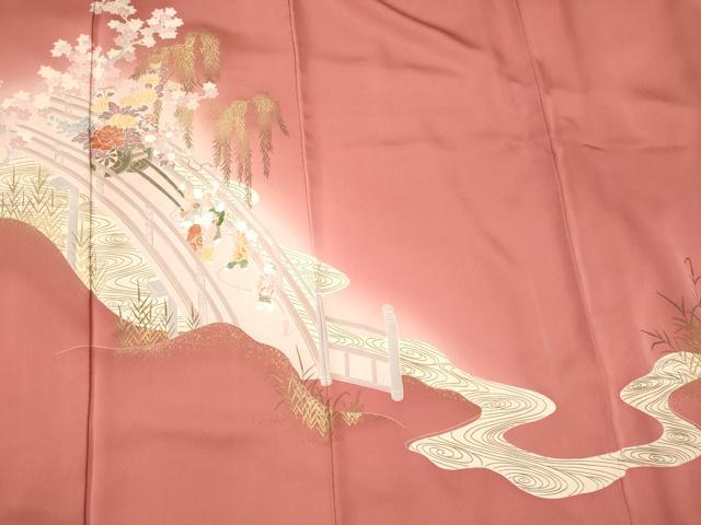 平和屋着物■訪問着　刺繍　花車人物文　暈し染め　金彩　正絹　逸品　CABL0765oy