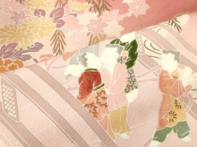 平和屋着物■訪問着　刺繍　花車人物文　暈し染め　金彩　正絹　逸品　CABL0765oy