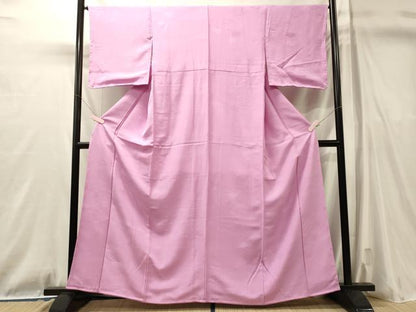 平和屋着物■上質な色無地　松葉地紋　桃花色　正絹　逸品　未使用　CABL0774oy