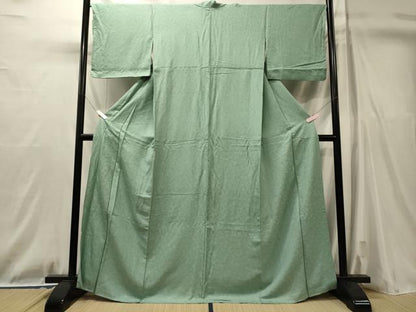 平和屋着物■上質な色無地　舞花地紋　裏葉柳色　正絹　逸品　CABL0775oy