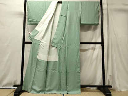 平和屋着物■上質な色無地　舞花地紋　裏葉柳色　正絹　逸品　CABL0775oy