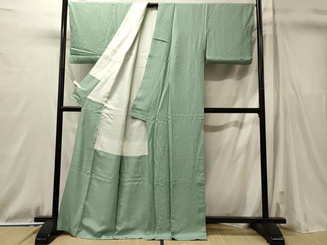 平和屋着物■上質な色無地　舞花地紋　裏葉柳色　正絹　逸品　CABL0775oy