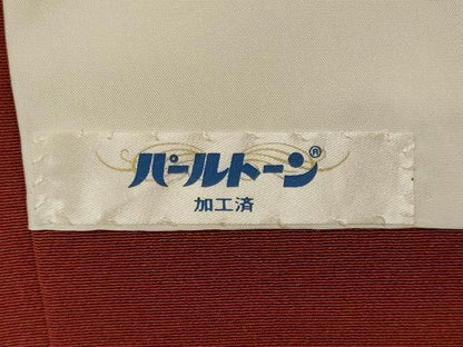 平和屋着物■上質な色無地　赤丹色　ロング丈　正絹　逸品　CABL0777oy