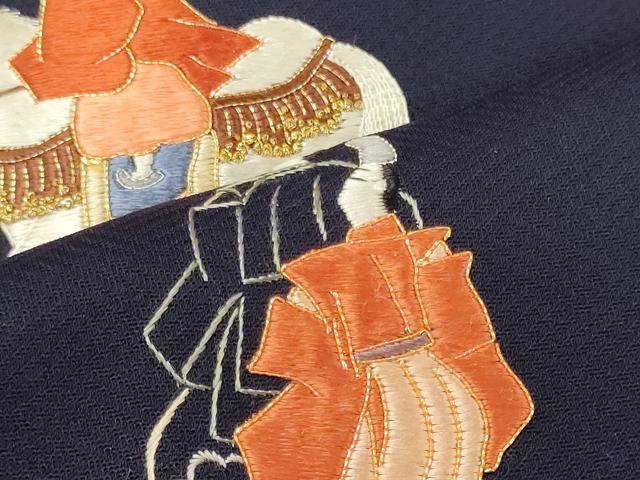 平和屋着物■中国三大刺繍　相良刺繍　総刺繍　訪問着　駒刺繍　人物松文　金糸　正絹　逸品　CABL0779oy