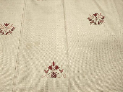 平和屋着物■訪問着　紬地　総刺繍　草花文　正絹　逸品　CABL0784oy