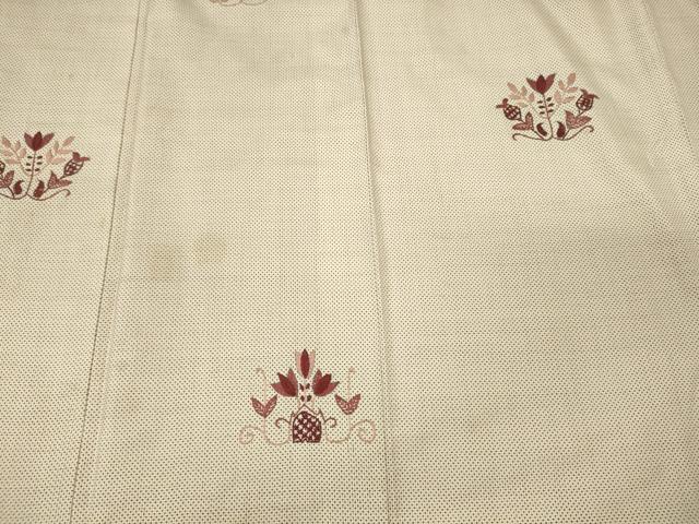 平和屋着物■訪問着　紬地　総刺繍　草花文　正絹　逸品　CABL0784oy