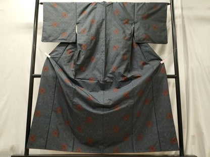 平和屋着物■本場大島紬　幾何学文　正絹　逸品　CABL0787oy
