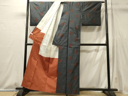 平和屋着物■本場大島紬　幾何学文　正絹　逸品　CABL0787oy