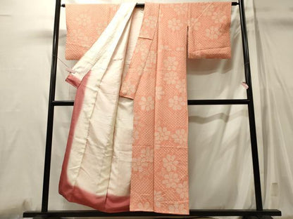 平和屋着物■上質な小紋　総絞り　舞花文　正絹　逸品　CABL0790oy