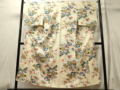 平和屋着物■上質な小紋　雲取り草花文　正絹　逸品　CABL0793oy