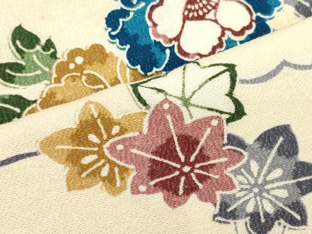平和屋着物■上質な小紋　雲取り草花文　正絹　逸品　CABL0793oy