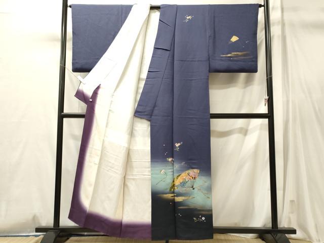 平和屋着物■訪問着　扇面人物花文　暈し染め　金彩　さが美扱い　正絹　逸品　CABL0798oy