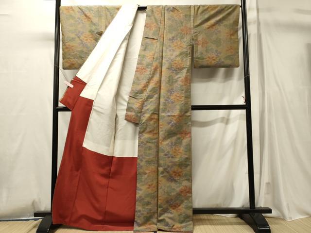 平和屋着物■本場大島紬　草花文　正絹　逸品　CABL0799oy