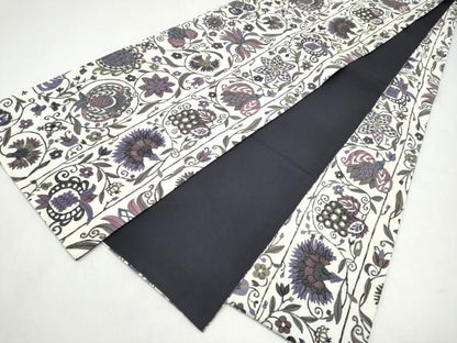 平和屋着物●全通柄袋帯　紬地　更紗花文　正絹　逸品　CABL0803hy