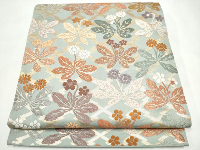 平和屋着物●六通柄袋帯　唐織　草花文　金糸　正絹　逸品　CABL0806hy