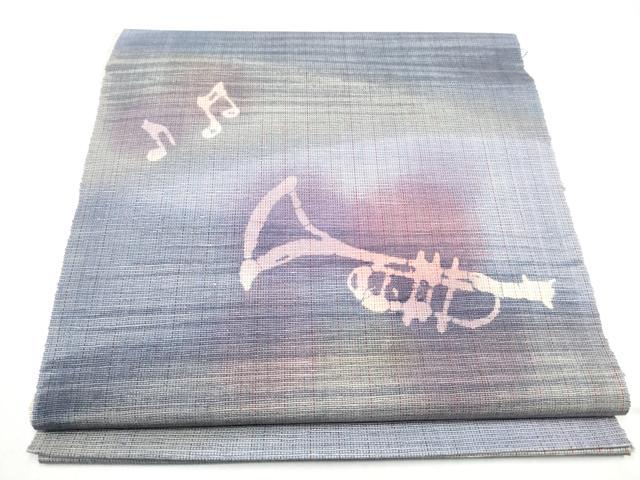 平和屋着物●八寸名古屋帯　楽器　音符　長尺　正絹　逸品　CABL0812hy