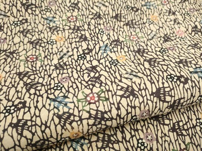 平和屋着物●全通柄　九寸名古屋帯　本場琉球紅型　紬地　花鳥文　正絹　逸品　CABL0813hy