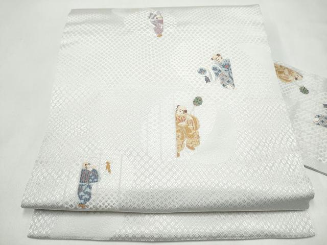平和屋着物●九寸名古屋帯　人物文　正絹　逸品　CABL0814hy
