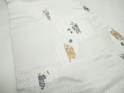 平和屋着物●九寸名古屋帯　人物文　正絹　逸品　CABL0814hy