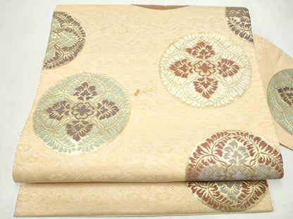 平和屋着物●九寸名古屋帯　更紗花丸文　金糸　正絹　逸品　CABL0819hy
