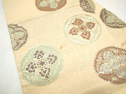 平和屋着物●九寸名古屋帯　更紗花丸文　金糸　正絹　逸品　CABL0819hy