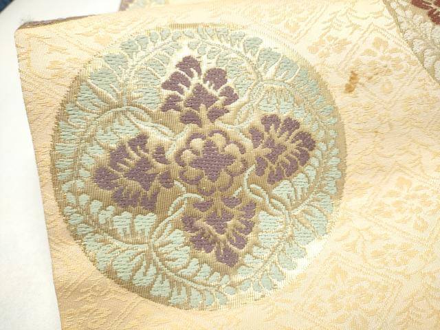 平和屋着物●九寸名古屋帯　更紗花丸文　金糸　正絹　逸品　CABL0819hy