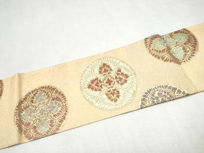 平和屋着物●九寸名古屋帯　更紗花丸文　金糸　正絹　逸品　CABL0819hy