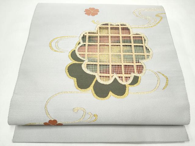 平和屋着物●爪搔き本綴れ　八寸名古屋帯　流水舞花文　金糸　正絹　逸品　CABL0820hy