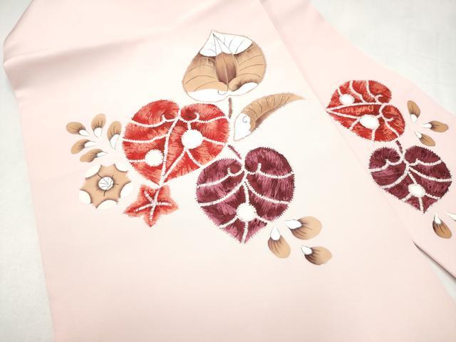 平和屋着物●塩瀬　九寸名古屋帯　手描き　辻が花　正絹　逸品　CABL0822hy
