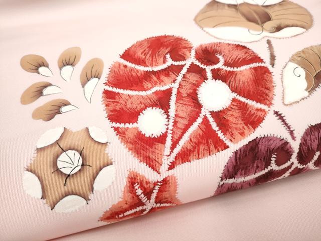 平和屋着物●塩瀬　九寸名古屋帯　手描き　辻が花　正絹　逸品　CABL0822hy