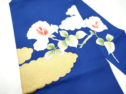 平和屋着物●塩瀬　九寸名古屋帯　手描き　枝椿　金彩　正絹　逸品　CABL0823hy