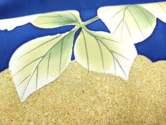 平和屋着物●塩瀬　九寸名古屋帯　手描き　枝椿　金彩　正絹　逸品　CABL0823hy